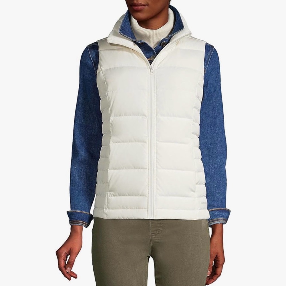 Lands’End white  Puffer Vest